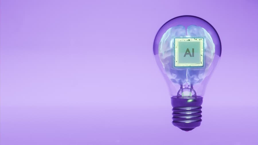 AI assistant chat bubble over a dashboard